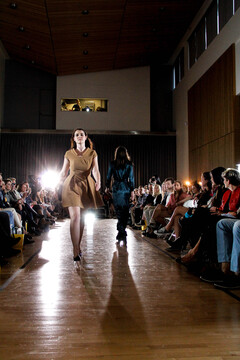 A model walks down the runway during a segment entitled 