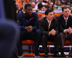 Syracuse forward Tyler Roberson sat out the Orange's victory over Loyola on Tuesday with an abdominal strain, according to a Post-Standard report.