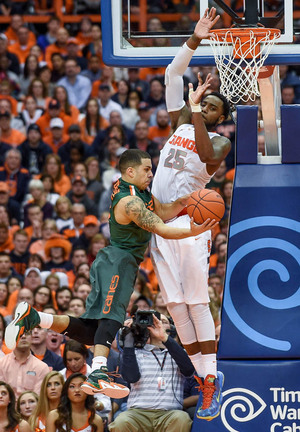 Miami was able to penetrate the Syracuse zone all afternoon in its 66-62 road win. 