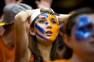Alex O'Toole, a sophomore, throws her hands on her head during Syracuse's loss to Duke at the Carrier Dome on Feb. 14.