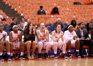 Sasha Palmer (center) became the second Syracuse assistant to coach to leave the program. Kelley Gibson took an assistant position at Rutgers two weeks ago. 