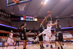 Syracuse, like Bria Day on a certain play, stumbled but didn't fall on Thursday night. The Orange eventually hit several late 3-pointers to secure the win.