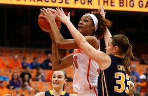 Briana Day is Syracuse's leading rebounder. Despite being tops in the ACC in total offensive rebounds, the Orange isn't rebounding at the rate it would like to.