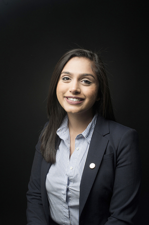 While serving as Student Association president, Aysha Seedat helped to create the position of a student director of diversity affairs, worked with the New York State Senate and Uber, transported students to the Final Four basketball games and served with SU administrators on several working groups.