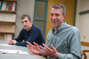 David Van Slyke (right) was named as dean of the Maxwell School of Citizenship and Public Affairs after a search committee could not find a successor to James Steinberg in June.
