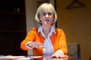 Wheatly, pictured above in an August interview, addressed the University Senate on Wednesday.