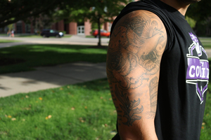 Junior R.J. dedicated his quarter-sleeve to his family and heritage. 