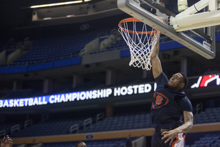 Freshman  guard Ron Patterson elevates for a dunk. 