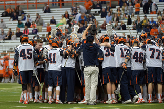 Syracuse players get ready to take on rival Hobart in the Carrier Dome on Tuesday night. 