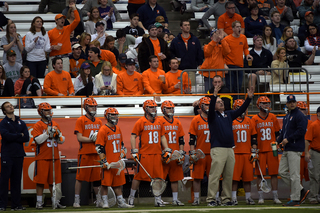 The Hobart sideline watches on as the Orange takes a 15-0 lead to start the game. 